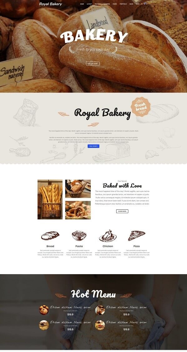 royal bakery website design